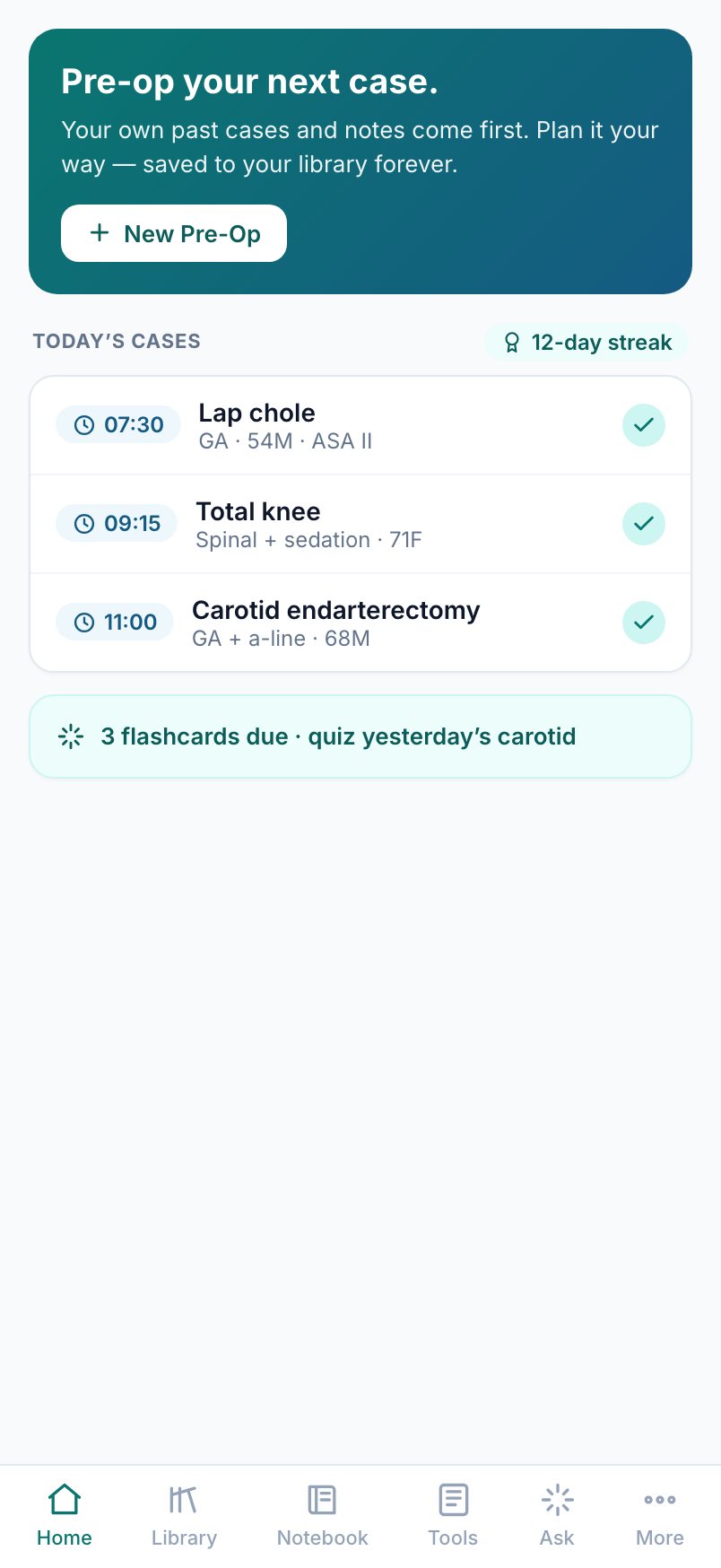 Pre-Op dashboard