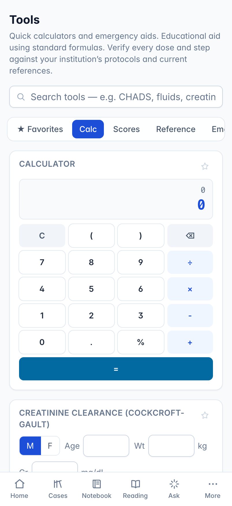 Clinical tools and calculators
